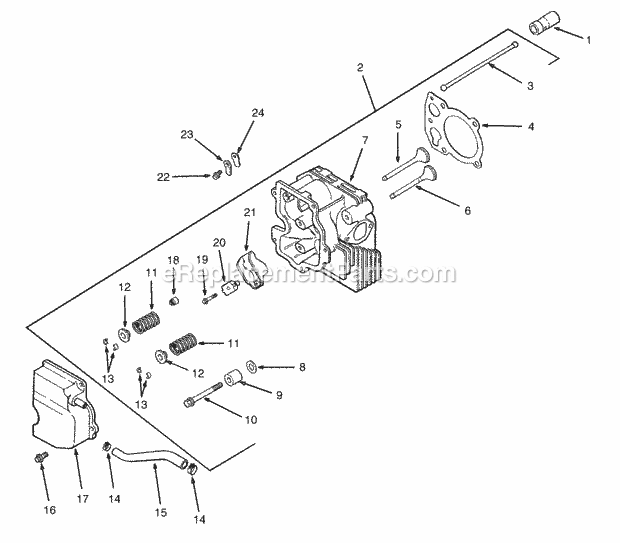 Cylinder Head, Valves And Breather Diagram and Parts List for Z42 53AC305G100 Cub Cadet Lawn Mower